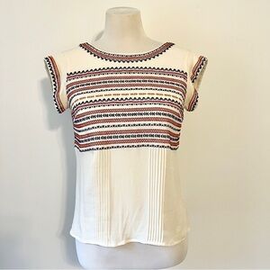 Veronica Beard Clover Embroidered Silk Georgette Blouse XS 2